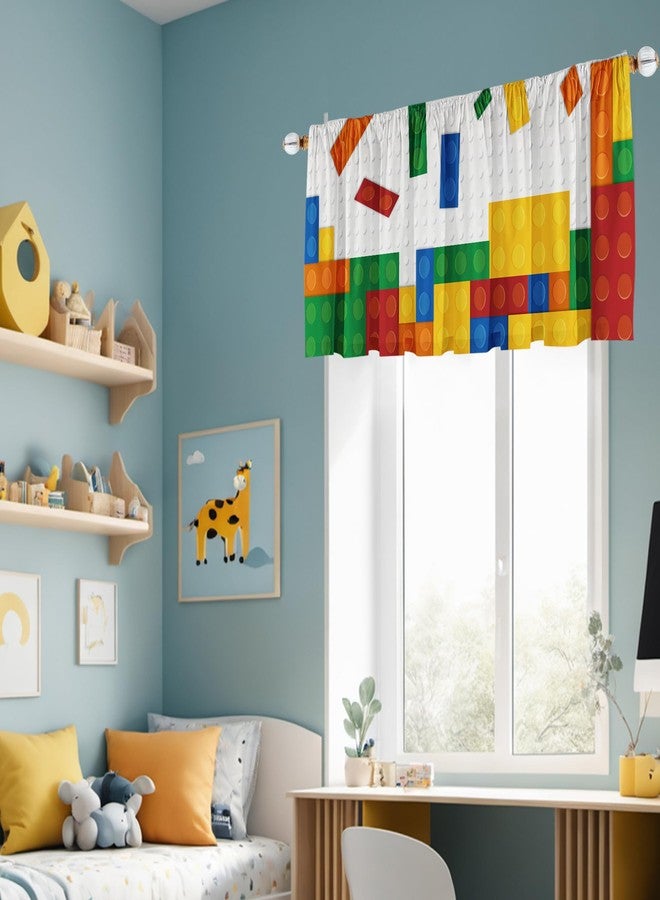 SUNWISHA Valance for Building Blocks Pattern 52x18 Inch Curtain Valance for Bedroom Windows（Style 5） - Image 5